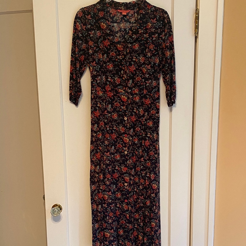 April Cornell Black Floral Long Sleeve Dress